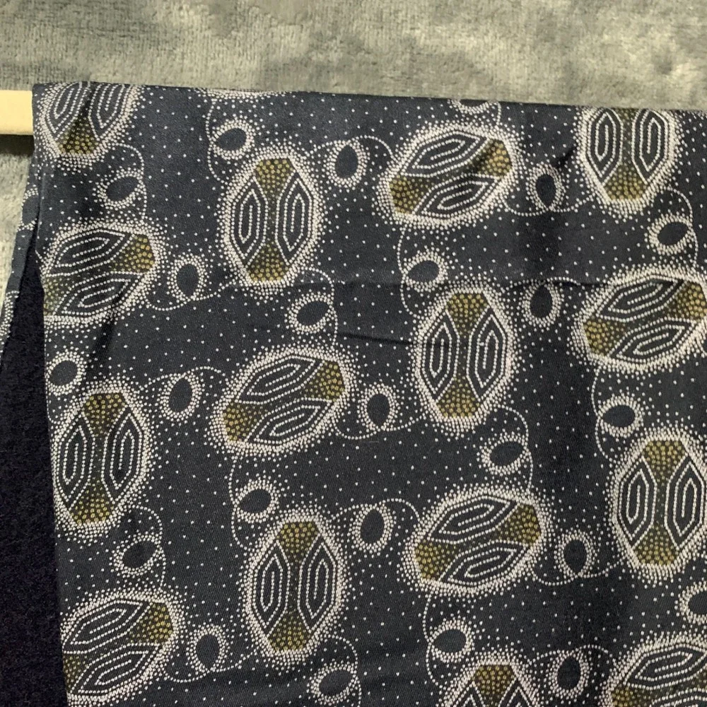 Barneys New York Scarf Mens Silk Wool Reversible Navy Blue Geometric Italy Made